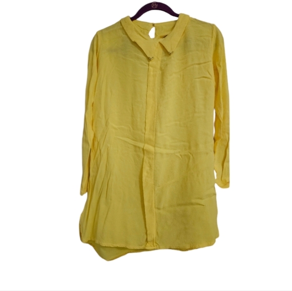 ZARA yellow collared mini dress/tunic. Size small - Picture 1 of 9